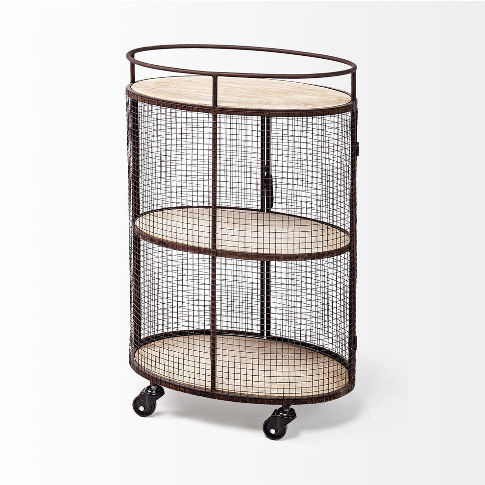Cylindrical Matte Black Metal Bar Cart By Homeroots | Bar Carts | Modishstore - 3