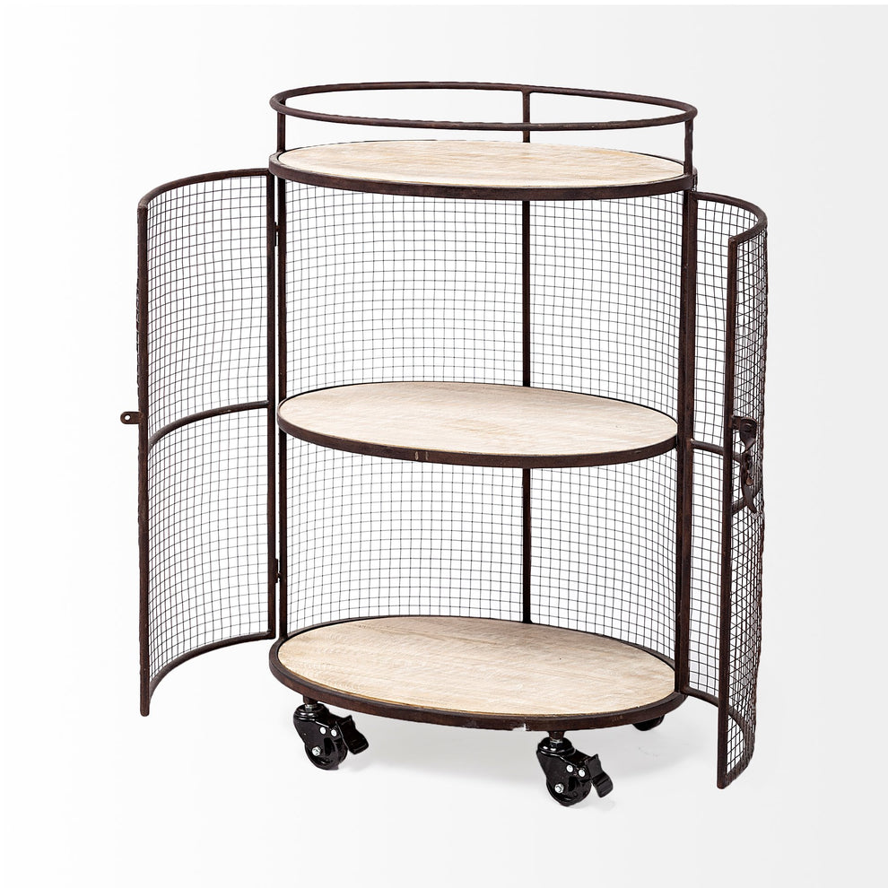 Cylindrical Matte Black Metal Bar Cart By Homeroots | Bar Carts | Modishstore - 4