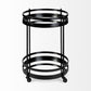 22' Black Metal With Two Mirror Glass Botton Shelves Bar Cart By Homeroots | Bar Carts | Modishstore - 2