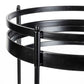 22' Black Metal With Two Mirror Glass Botton Shelves Bar Cart By Homeroots | Bar Carts | Modishstore - 3