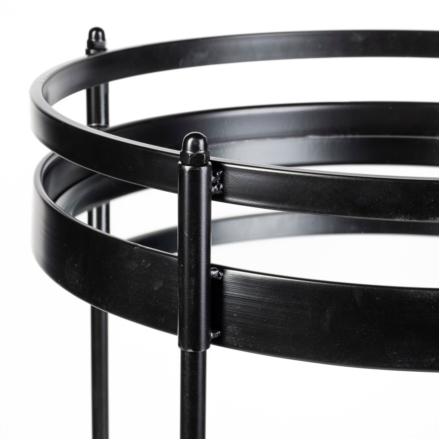 22' Black Metal With Two Mirror Glass Botton Shelves Bar Cart By Homeroots | Bar Carts | Modishstore - 3