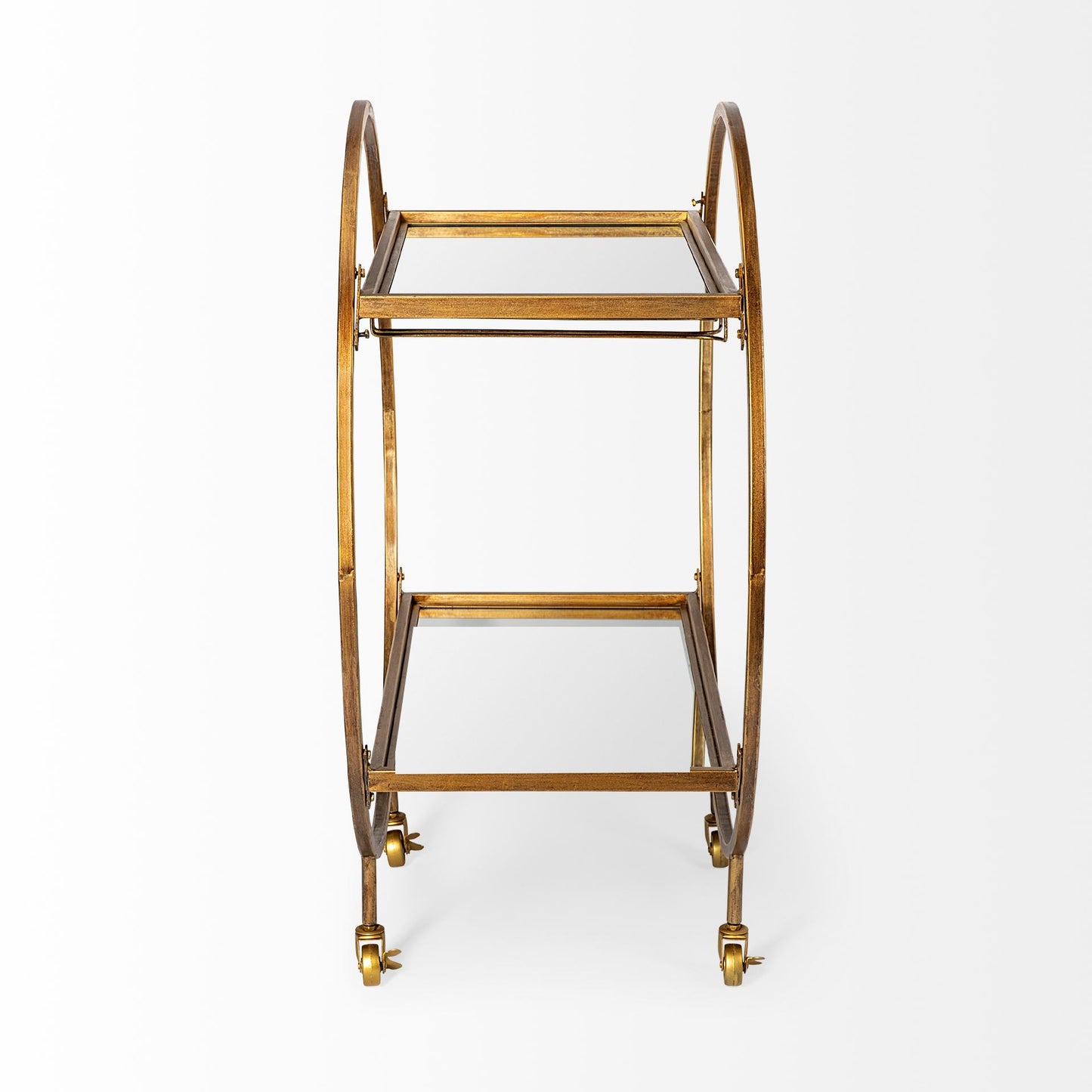 Showstopper Circular Rolling Gold Bar Cart By Homeroots | Bar Carts | Modishstore - 2