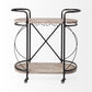 Cyclider Black Metal With Two Wooden Shelves Bar Cart By Homeroots | Bar Carts | Modishstore - 2