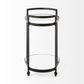 Cyclider Black Metal With Two Mirror Glass Shelves Bar Cart By Homeroots | Bar Carts | Modishstore - 2