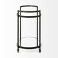 Cyclider Black Metal With Two Mirror Glass Shelves Bar Cart By Homeroots | Bar Carts | Modishstore - 4