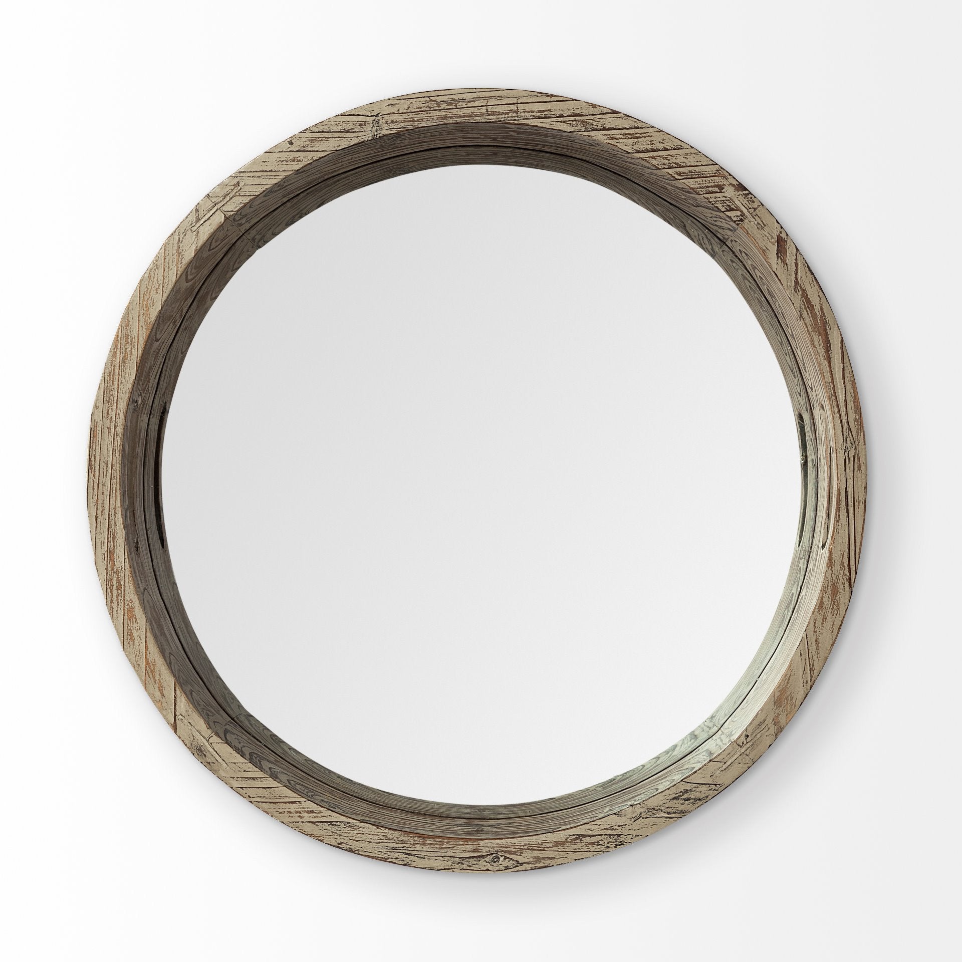 20' Round Natural Finish Wood Mirrored Glass Bottom Tray By Homeroots | Trays | Modishstore - 2