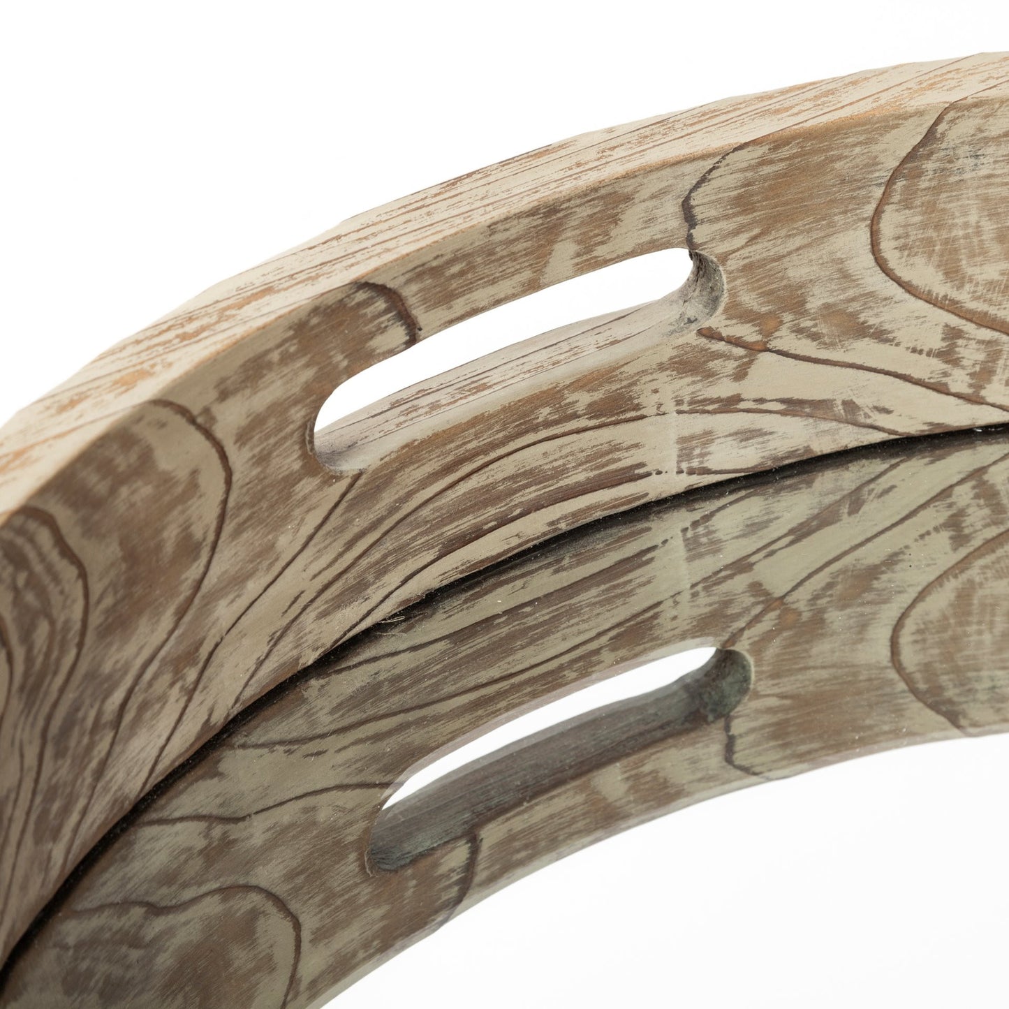 20' Round Natural Finish Wood Mirrored Glass Bottom Tray By Homeroots | Trays | Modishstore - 6