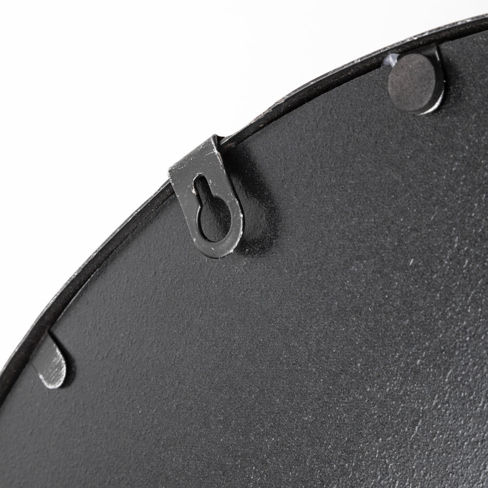 Set Of 2 Round Matte Black Metal With Mirrored Glass Bottom Trays By Homeroots | Trays | Modishstore - 5
