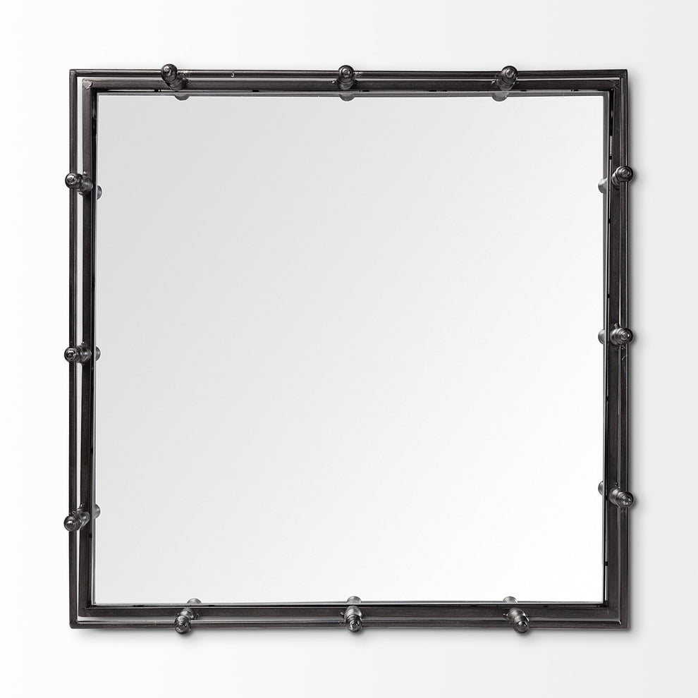 Natural Finish Metal With Mirrored Glass Bottom And Railing Handle Tray By Homeroots | Trays | Modishstore - 4