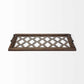 Medium Brown Wood With Metal Quatrefoil Pattern Glass Bottom Tray By Homeroots | Trays | Modishstore - 2