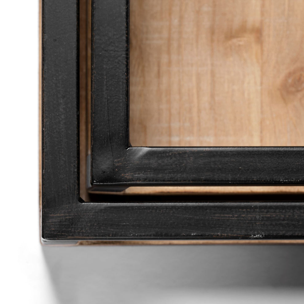 Set Of 2 Natural Finish With Black Nesting Wood Accent Trays By Homeroots | Trays | Modishstore - 5