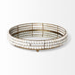 21' Gold Metal With Wooden Bead Frame And Mirrored Glass Bottom Round Tray By Homeroots | Trays | Modishstore - 2