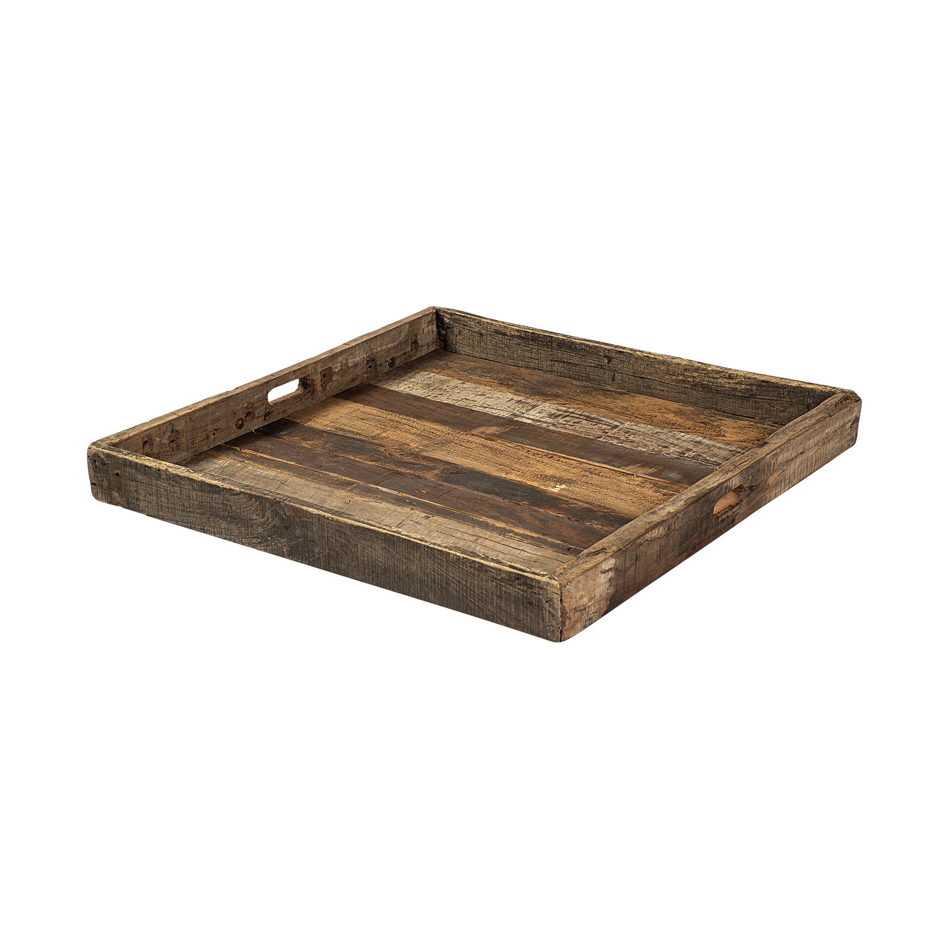 Natural Brown Reclaimed Wood With Grains And Knots Highlight Tray By Homeroots | Trays | Modishstore