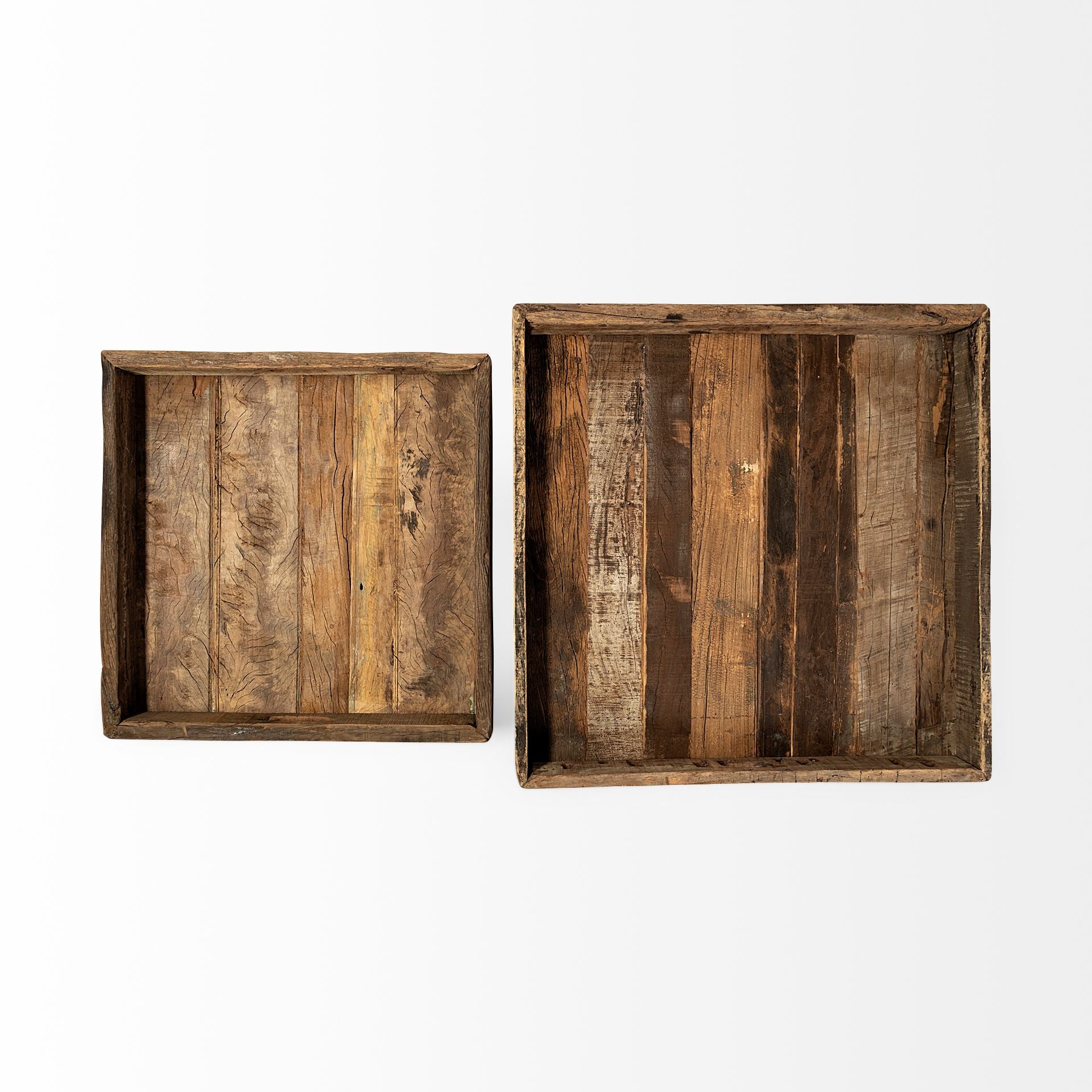 Natural Brown Reclaimed Wood With Grains And Knots Highlight Tray By Homeroots | Trays | Modishstore - 4