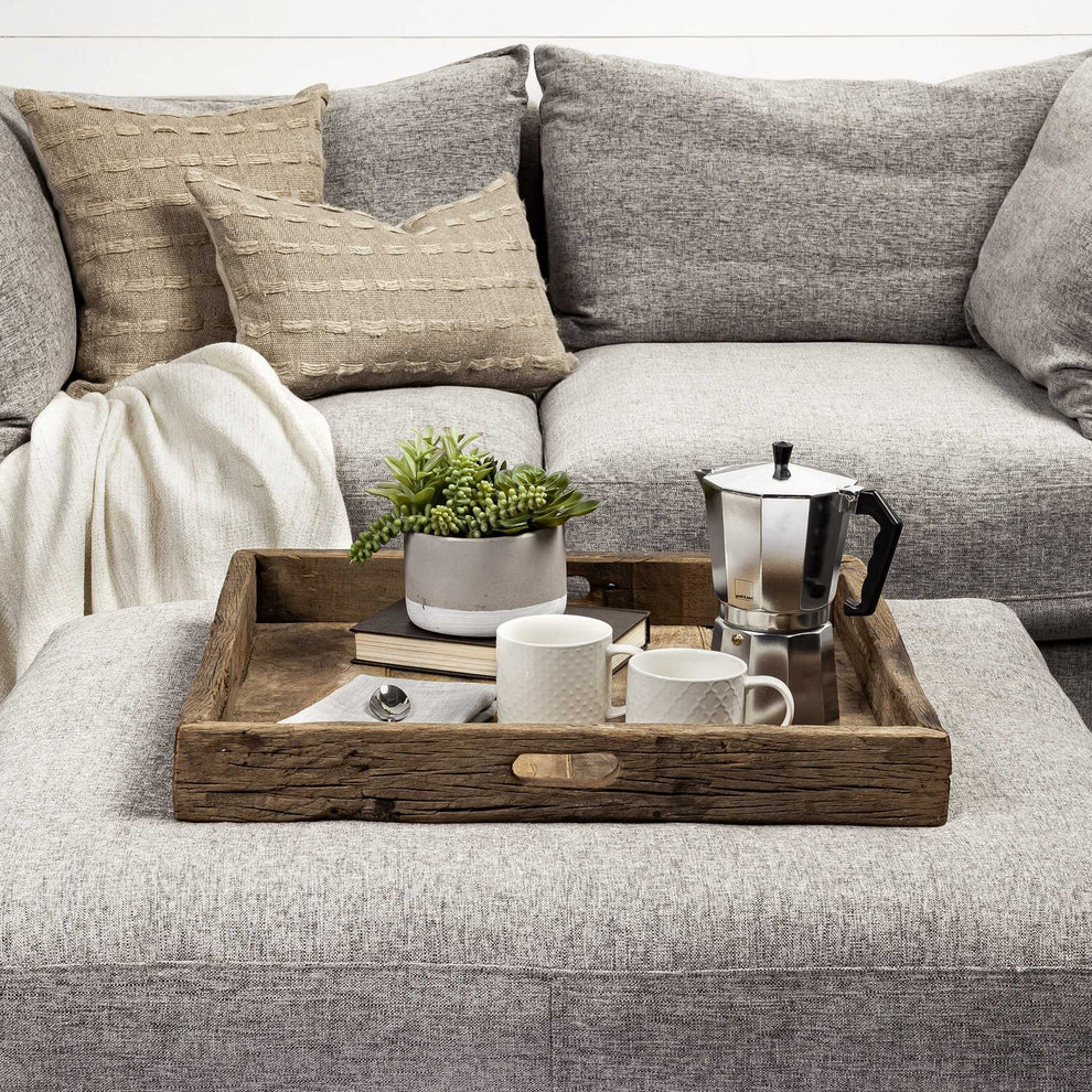 Natural Brown Reclaimed Wood With Grains And Knots Highlight Tray By Homeroots | Trays | Modishstore - 5