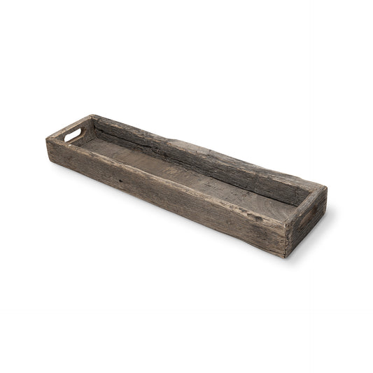 Meduim Natural Brown Reclaimed Wood With Grains And Knots Highlight Tray By Homeroots | Trays | Modishstore