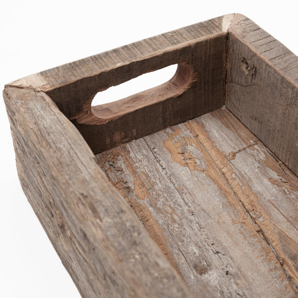 Meduim Natural Brown Reclaimed Wood With Grains And Knots Highlight Tray By Homeroots | Trays | Modishstore - 5