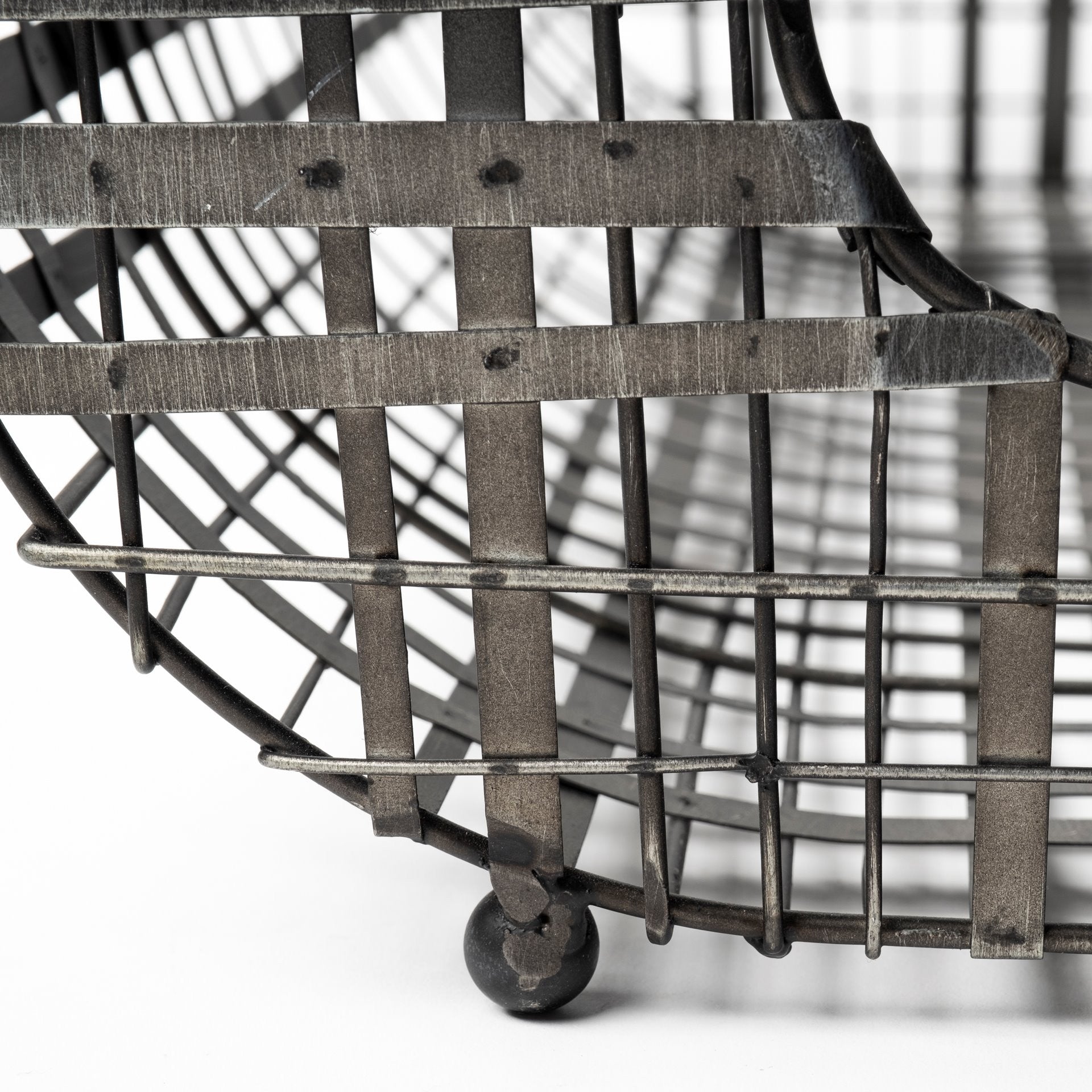 Set Of 2 Gray Metal With Circle Handle Trays By Homeroots | Trays | Modishstore - 5