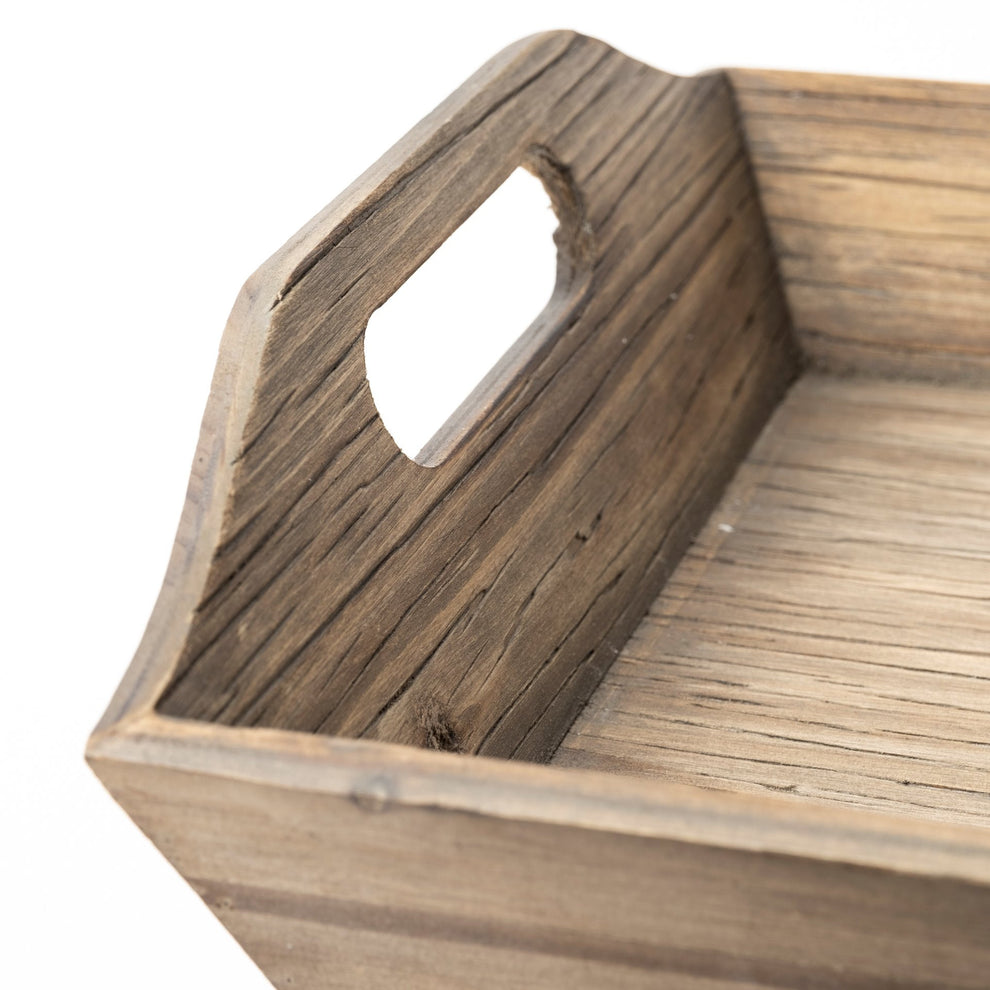 Set Of 2 Natural Brown Wood With Grains And Knots Highlight Trays By Homeroots | Trays | Modishstore - 5