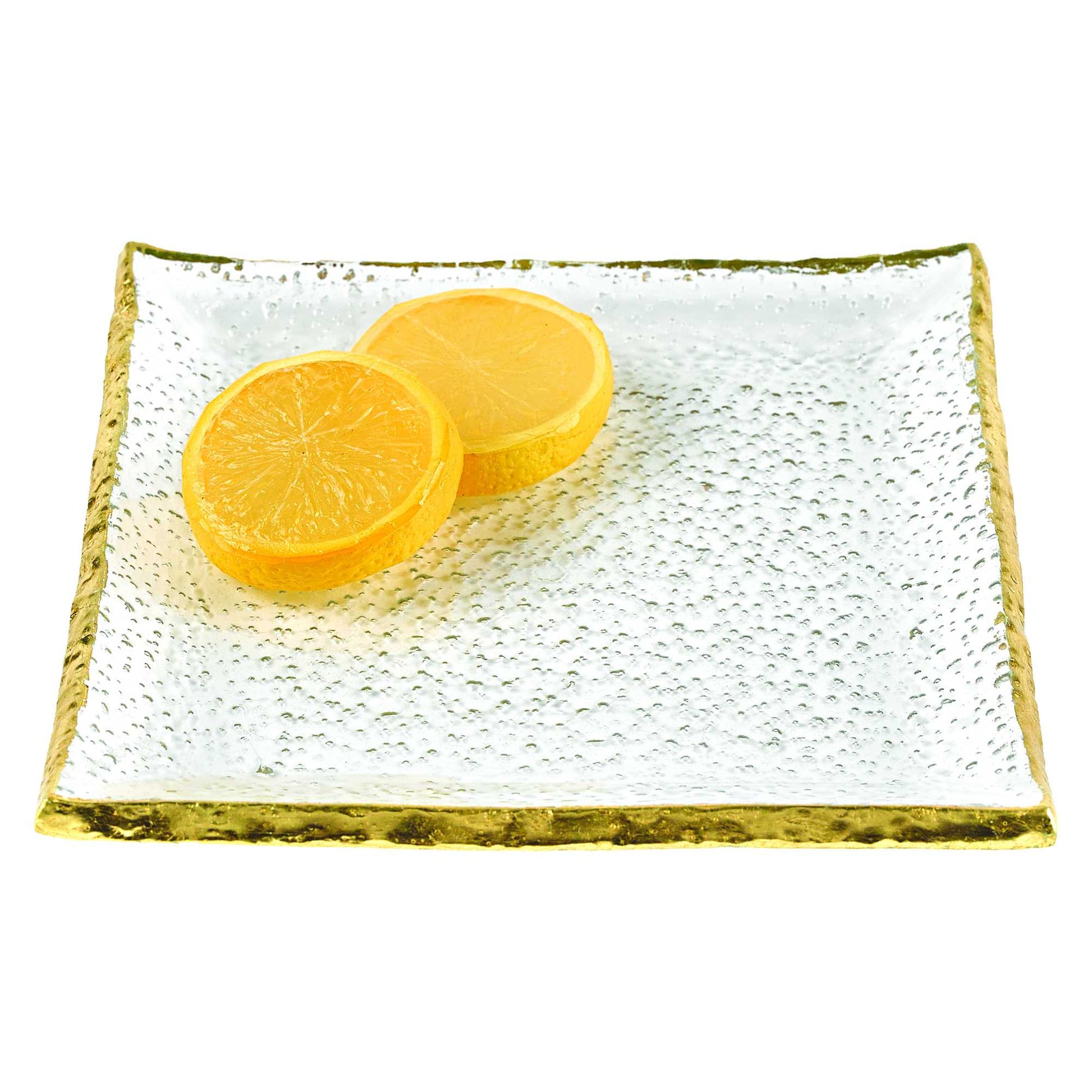 7 Glass Set Of 4 Square Edge Gold Plates By Homeroots | Trays | Modishstore