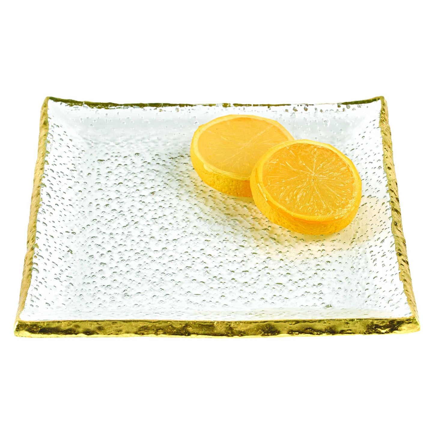 7 Glass Set Of 4 Square Edge Gold Plates By Homeroots | Trays | Modishstore - 2