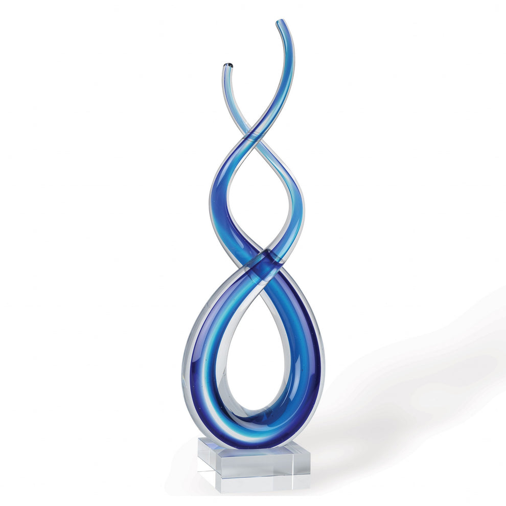 14 Contemporary Blue Art Glass Centerpiece By Homeroots | Sculptures | Modishstore - 3