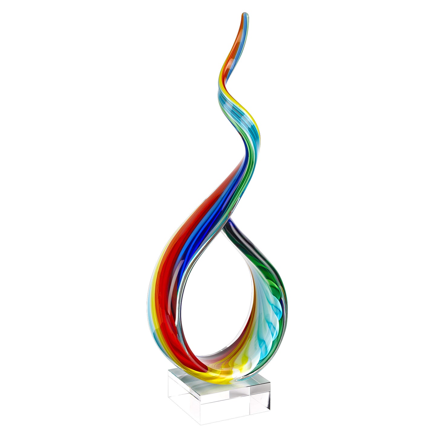18 MultiColor Art Glass Centerpiece on Crystal Base By Homeroots | Sculptures | Modishstore
