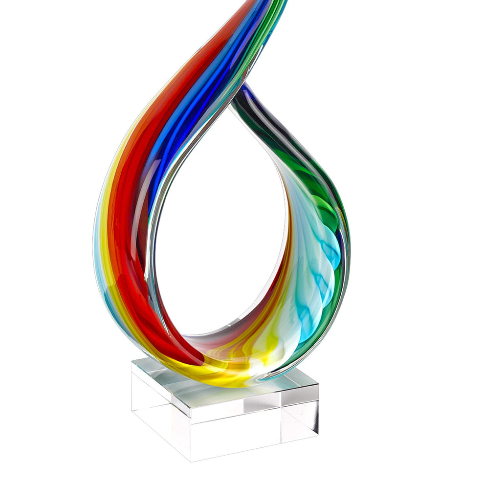 18 MultiColor Art Glass Centerpiece on Crystal Base By Homeroots | Sculptures | Modishstore - 2