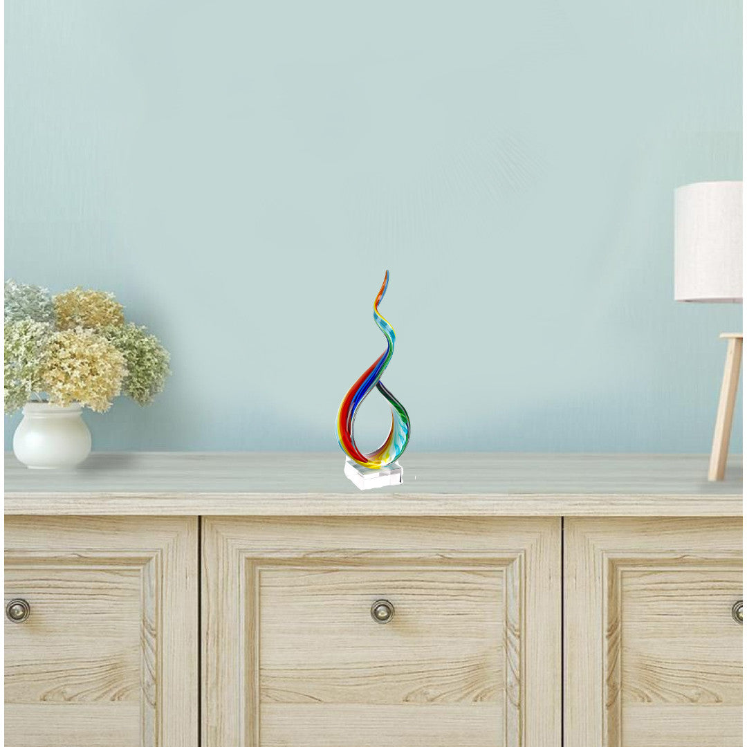 18 MultiColor Art Glass Centerpiece on Crystal Base By Homeroots | Sculptures | Modishstore - 3