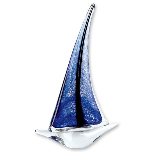 9 Blue Art Glass Sailboat By Homeroots | Sculptures | Modishstore