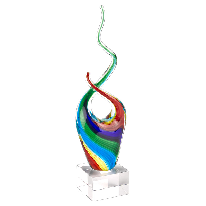 11 MultiColor Art Glass Abstract Centerpiece on Crystal Base By Homeroots | Sculptures | Modishstore