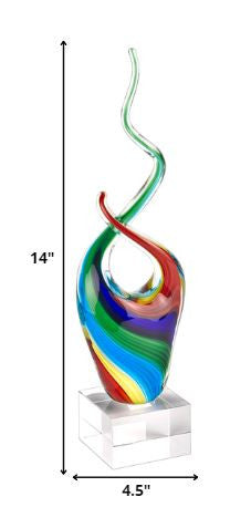 11 MultiColor Art Glass Abstract Centerpiece on Crystal Base By Homeroots | Sculptures | Modishstore - 2