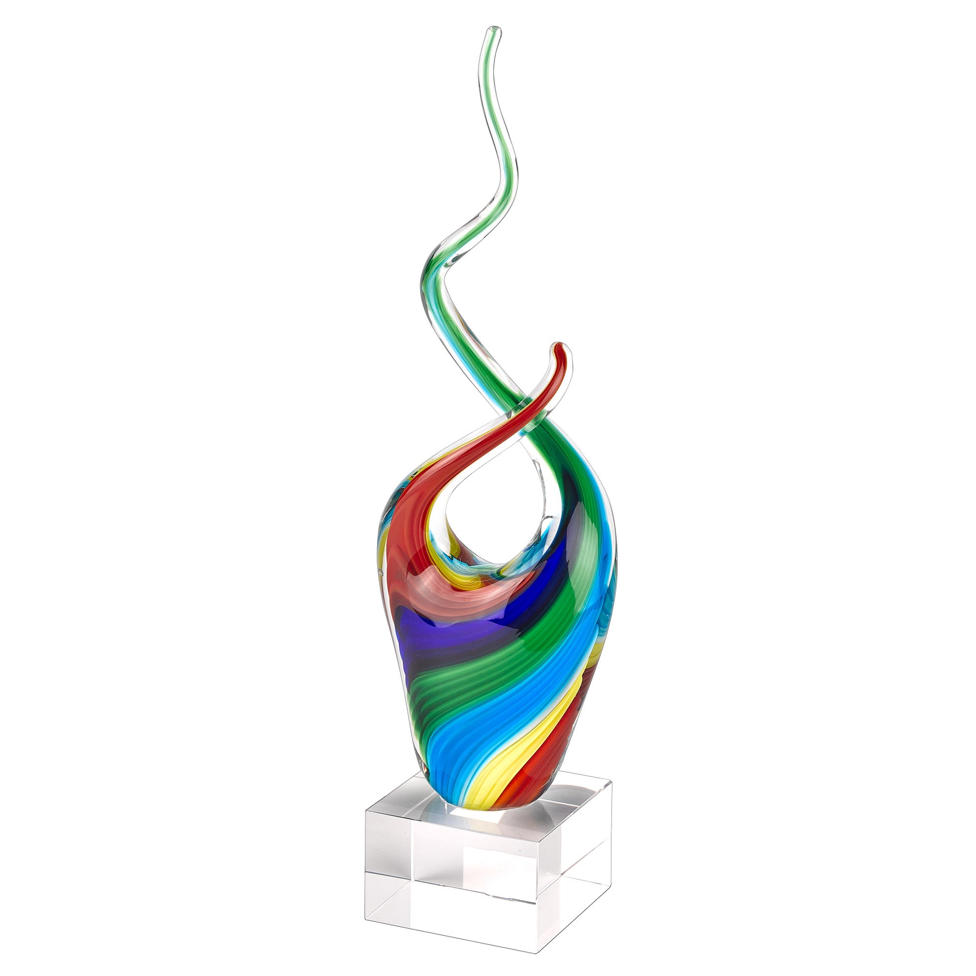 11 MultiColor Art Glass Abstract Centerpiece on Crystal Base By Homeroots | Sculptures | Modishstore - 3
