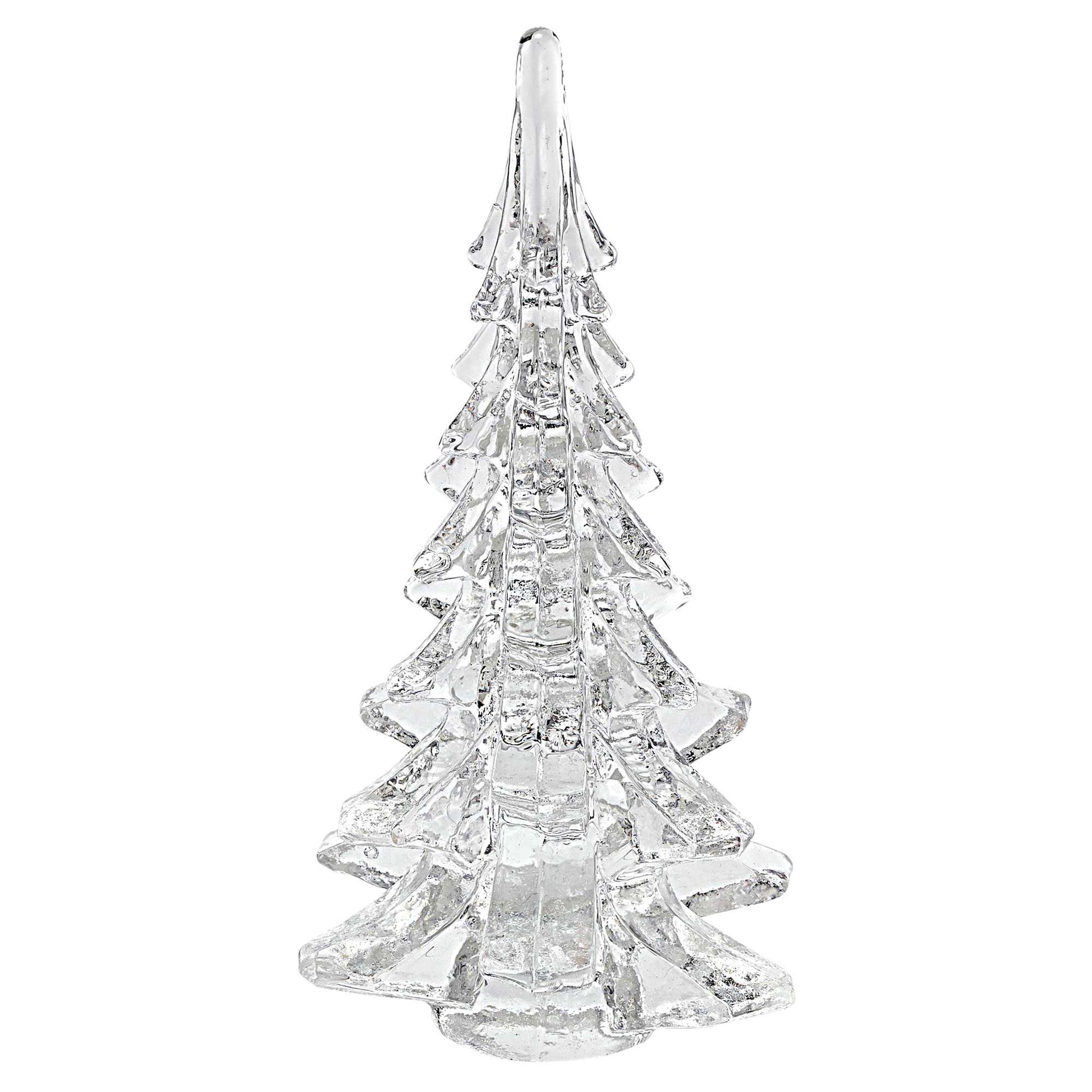 12" Mouth Blown Clear Glass Christmas Tree Sculpture By Homeroots | Sculptures | Modishstore