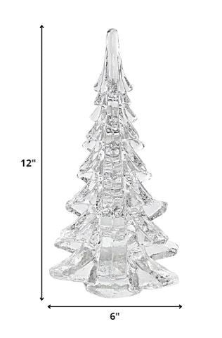 12" Mouth Blown Clear Glass Christmas Tree Sculpture By Homeroots | Sculptures | Modishstore - 2