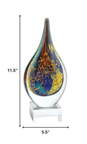 11 MultiColor Art Glass Teardrop on Crystal Base By Homeroots | Sculptures | Modishstore - 2