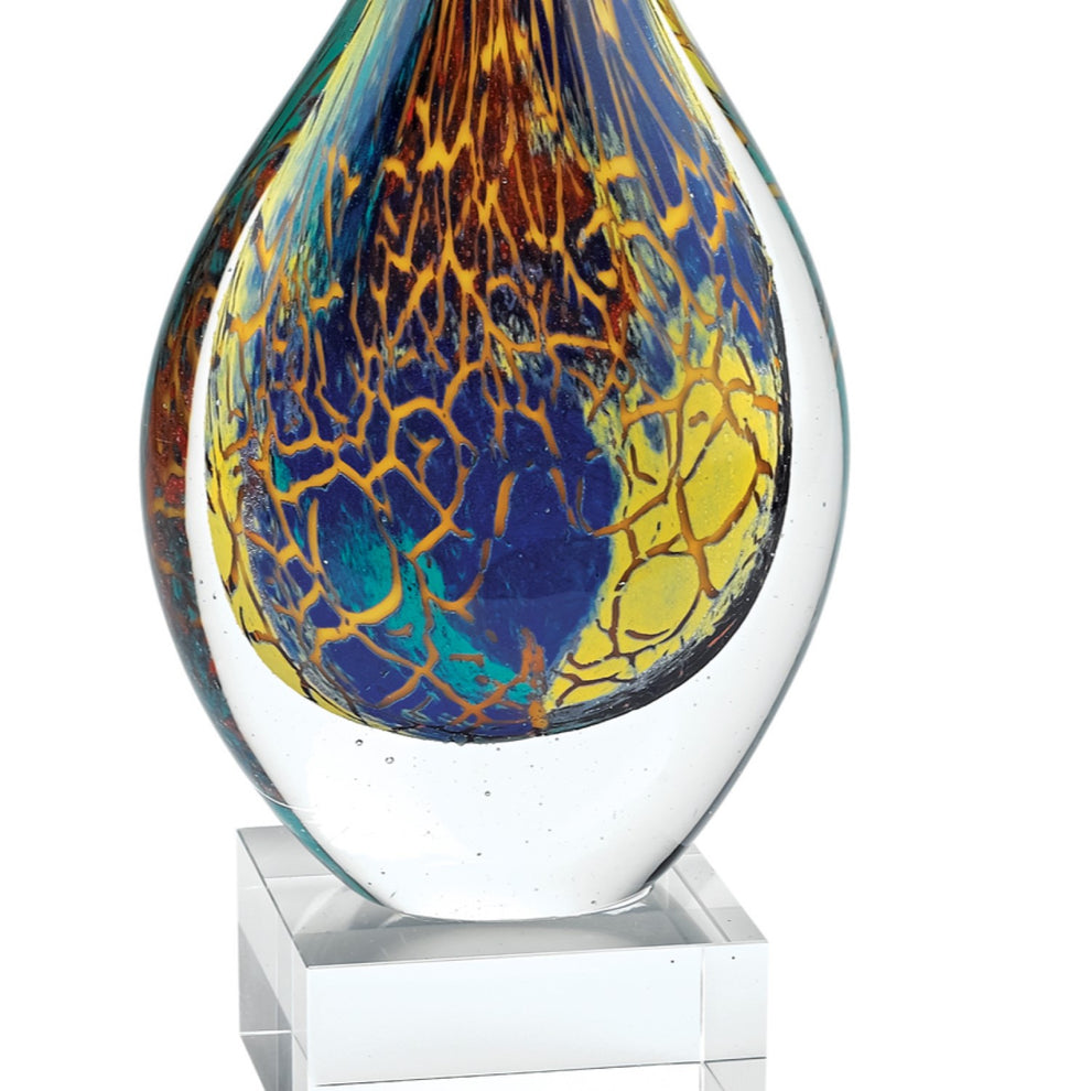 12 MultiColor Art Glass Teardrop on Crystal Base By Homeroots | Sculptures | Modishstore - 2