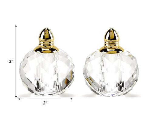 Handcrafted Optical Crystal And Gold Rounded Salt And Pepper Shakers By Homeroots | Dinnerware | Modishstore - 2