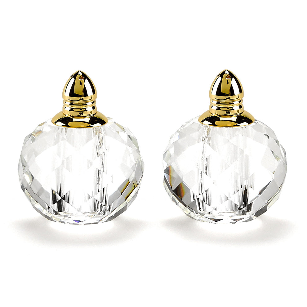 Handcrafted Optical Crystal And Gold Rounded Salt And Pepper Shakers By Homeroots | Dinnerware | Modishstore - 3