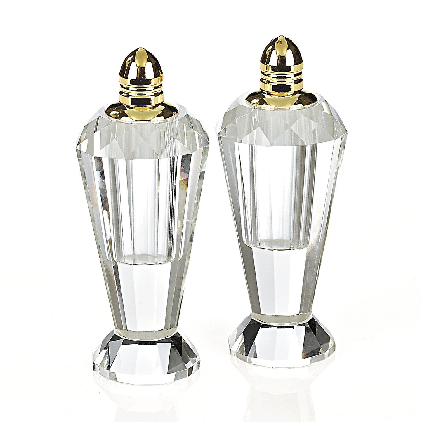 Handcrafted Optical Crystal And Gold Pair Of Salt And Pepper Shakers By Homeroots | Trays | Modishstore