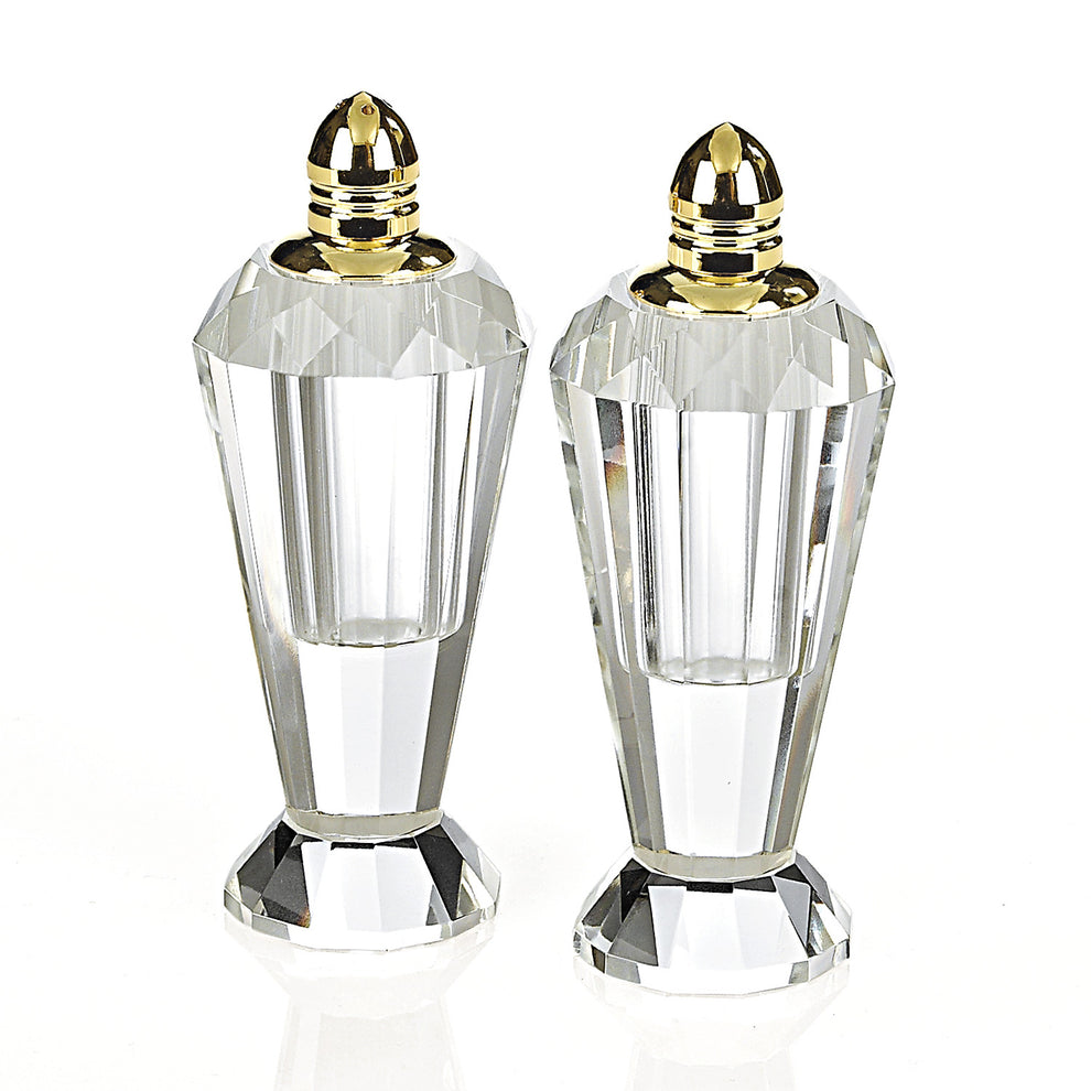 Handcrafted Optical Crystal And Gold Pair Of Salt And Pepper Shakers By Homeroots | Trays | Modishstore - 3
