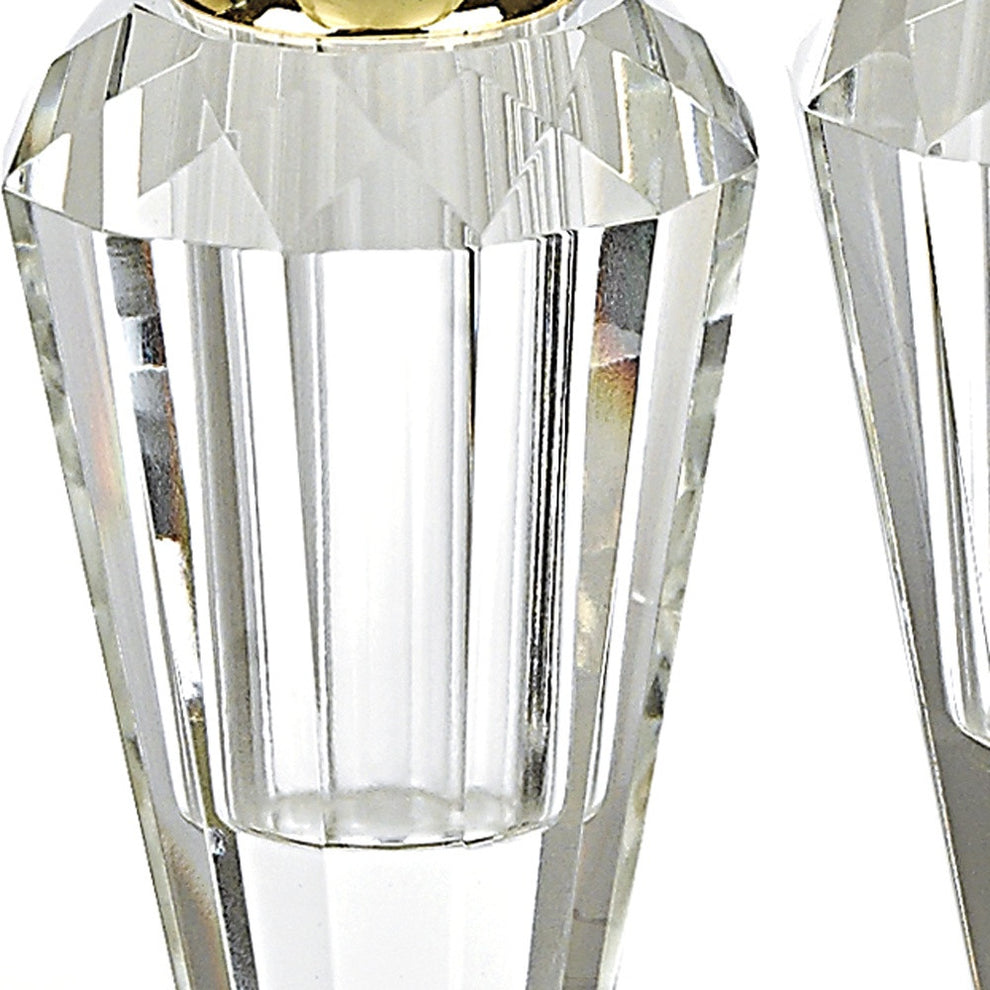 Handcrafted Optical Crystal And Gold Pair Of Salt And Pepper Shakers By Homeroots | Trays | Modishstore - 4