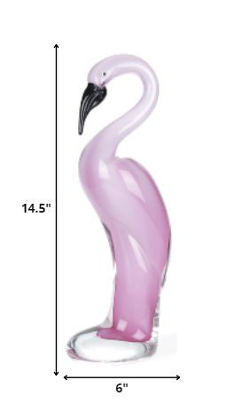 13 Mouth Blown Pink Flamingo Art Glass By Homeroots | Sculptures | Modishstore - 2