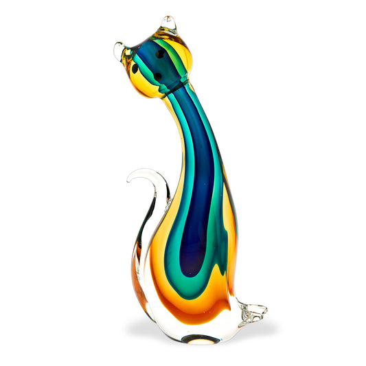 12 Mouth Blown MultiColor Feline Art Glass By Homeroots | Sculptures | Modishstore