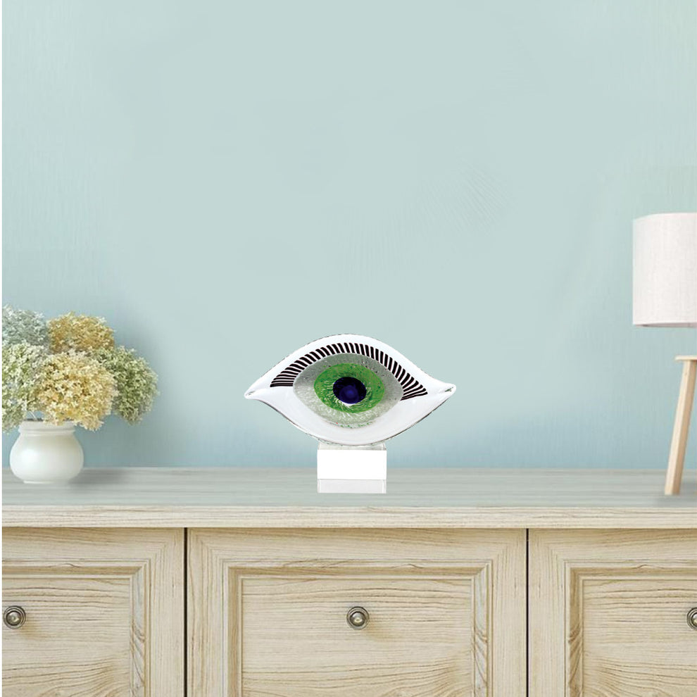 7 MultiColor Glass Art Glass Eye Centerpiece By Homeroots | Sculptures | Modishstore - 3