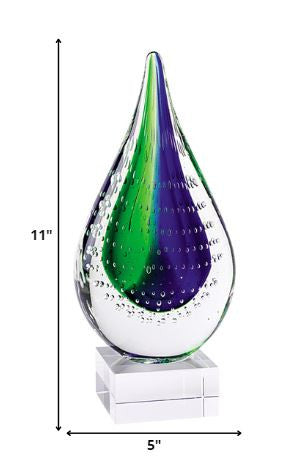 12 Mouth Blown Teardrop Centerpiece on Crystal Base By Homeroots | Sculptures | Modishstore - 2