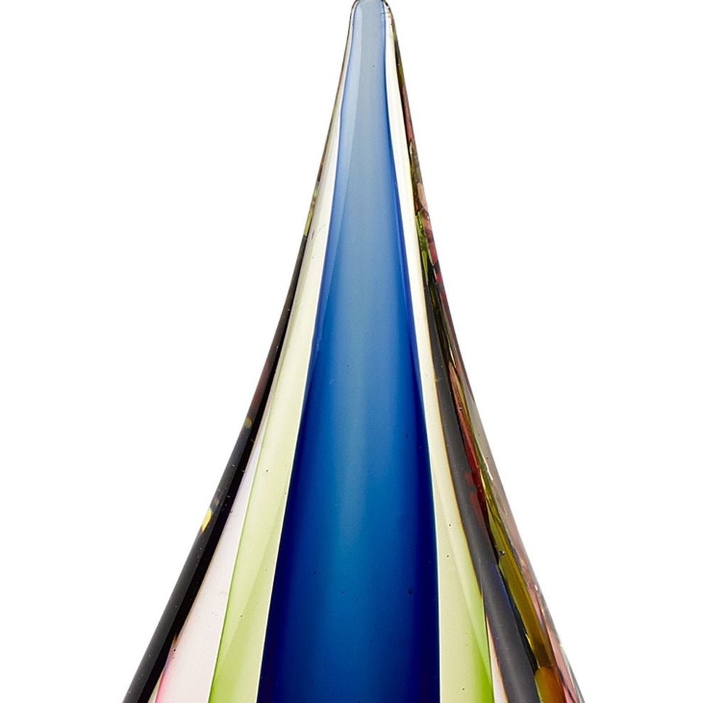 11 Mouth Blown Teardrop Centerpiece on Crystal Base By Homeroots - 376135 | Sculptures | Modishstore - 4