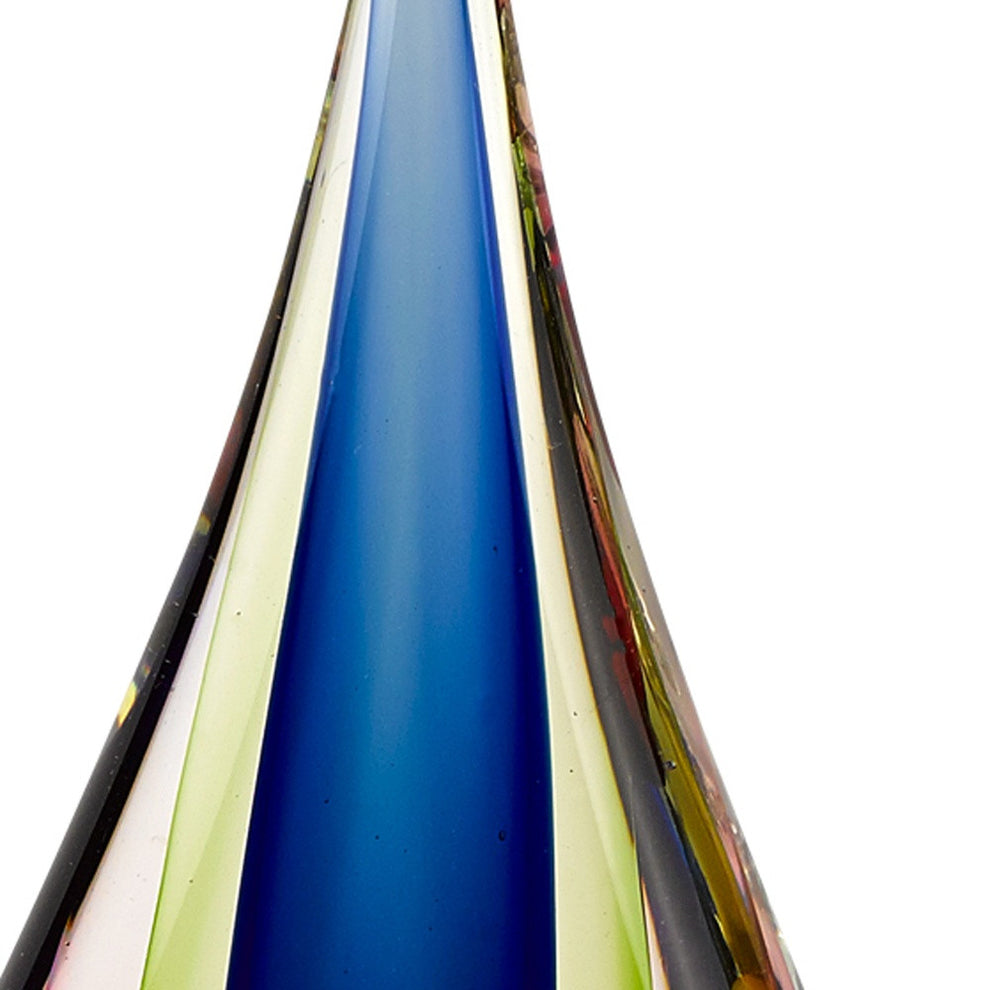 11 Mouth Blown Teardrop Centerpiece on Crystal Base By Homeroots - 376135 | Sculptures | Modishstore - 5