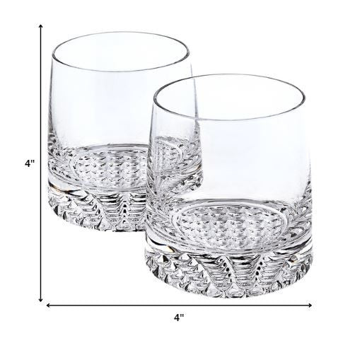 Mouth Blown European Crystal Whiskey Set 4 Pc Rocks Or Dof Set By Homeroots | Drinkware | Modishstore - 2