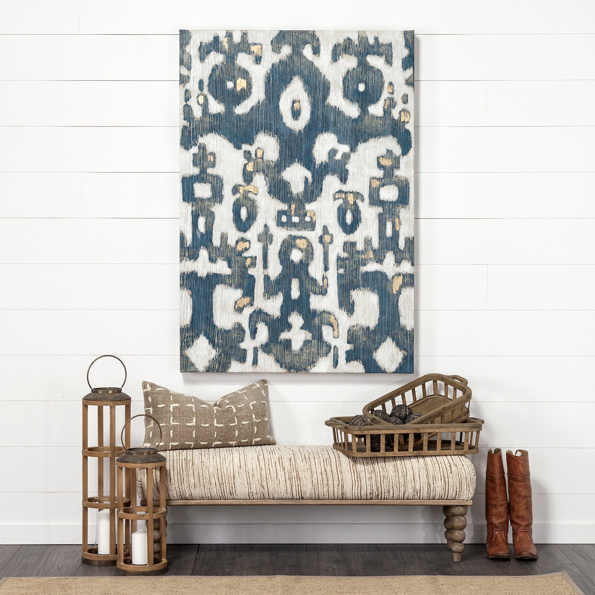 Rectangular Indian Mango WoodNatural-Brown Polished W Upholstered Cream Seat Accent Bench By Homeroots | Benches | Modishstore - 2